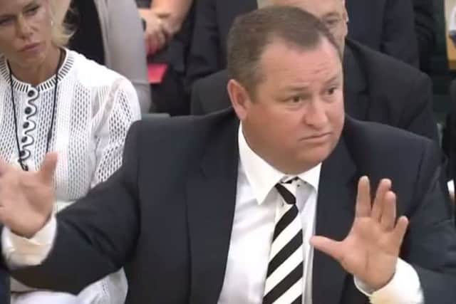 Sports Direct's Mike Ashley faced questions at a select committee hearing into working practices in Shirebrook. (Image source: Parliament.tv)