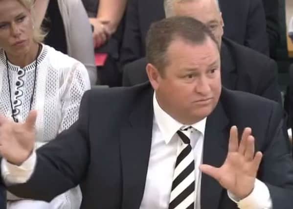Sports Direct's Mike Ashley faced questions at a select committee hearing into working practices in Shirebrook. (Image source: Parliament.tv)