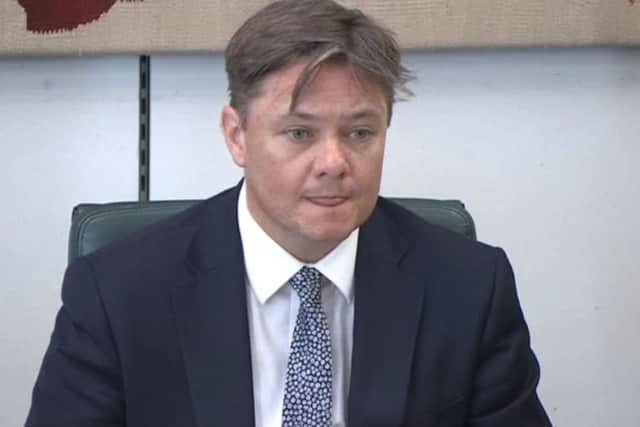 Sports Direct's Mike Ashley is questioned over working conditions in Shirebrook. Also giving evidence are Chris Birkby and Jennifer Hardy of Translane, and Andy Sweeney of Best Connection (Image Source: Parliamentlive.tv).