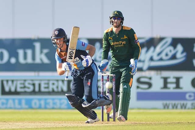 MAD FOR RUNS -- prolific batsman Wayne Madsen in action for Derbyshire against Nottinghamshire.