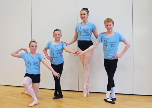 Young dancers Toni Cairns, Toby Williamson, Emma Hayes, Peter Hill rehearsing for a production of Giselle with the English Youth Ballet.
