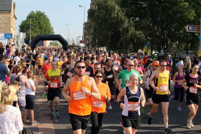 AND THEY'RE OFF! -- the start of last year's Mansfield 10k, which was a huge success.