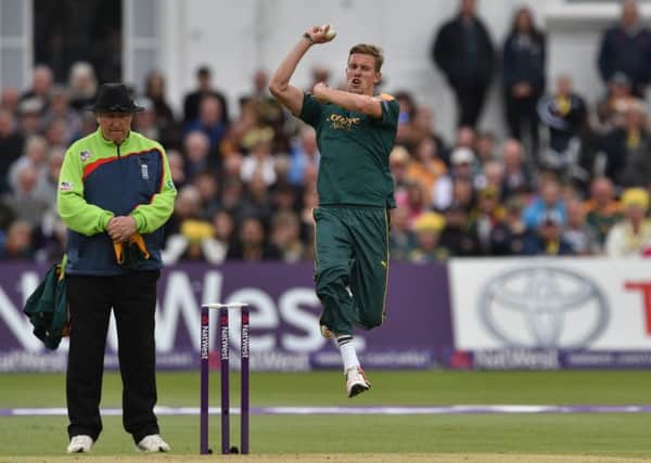 ON THE BALL -- Notts pace bowler Jake Ball, who is fine form ahead of the visit to Trent Bridge of tabletopping Lancashire this weekend.
