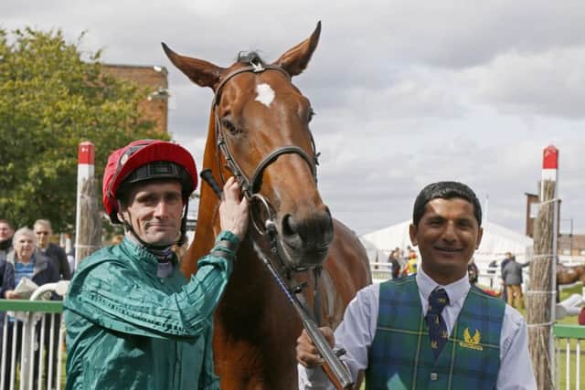 IN THE WINNER'S ENCLOSURE -- jockey Paul Mulrennan, who rode a winner and two seconds at York's big meeting last Saturday, is sure to be successful again during the Go Racing In Yorkshire Summer Festival, which starts on Saturday. (PHOTO BY: Louise Pollard/Racingfotos.com)