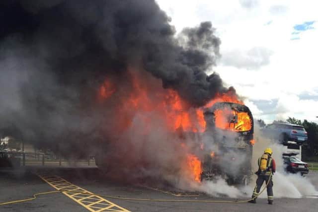 Firefighters from Derbyshire and South Yorkshire attended a major fire on the M1.
