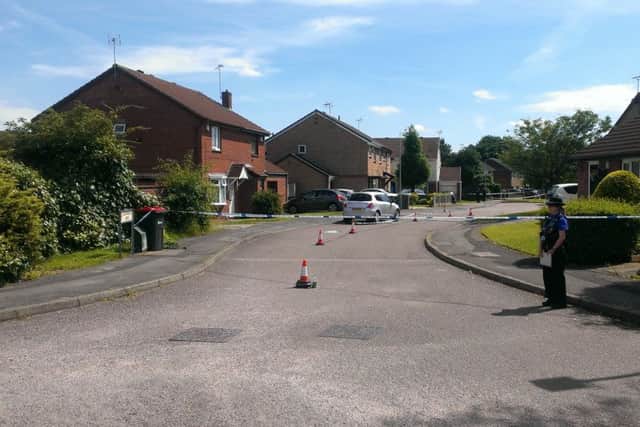 Police cordon at Gleneagles Drive, Kirkby on Sunday following  Saturday night's fatal stabbing.