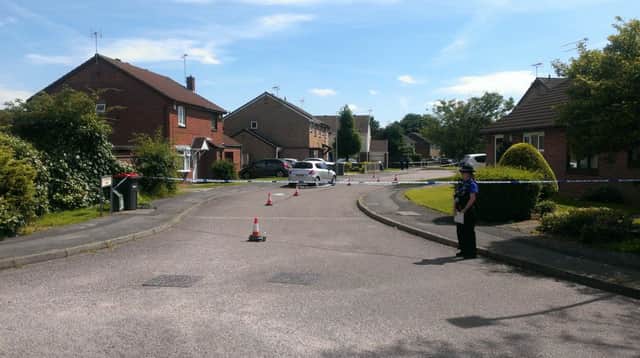 Police cordon at Gleneagles Drive, Kirkby on Sunday following  Saturday night's fatal stabbing.