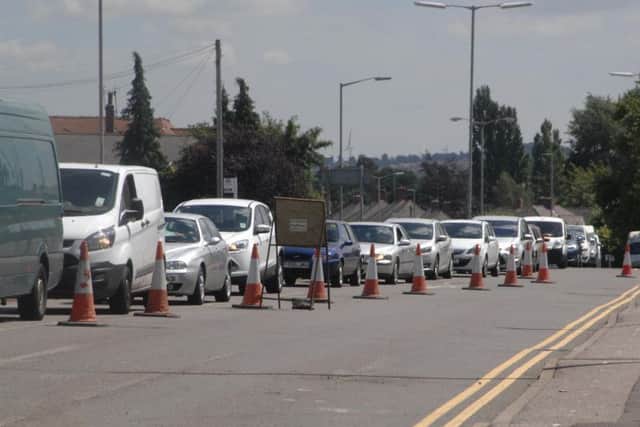 Queues on Chesterfield Road North.