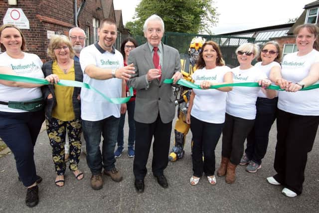 MP Dennis Skinner opens the fun day at Brockley Primary School in Shuttlewood. Photo by Glenn Ashley Photography.