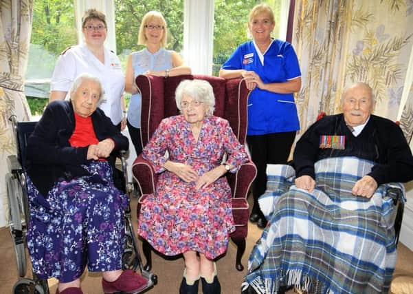 Three residents at the Hawthorns care home are having milestone birthdays within days of each other. 28th July - Eileen Fletcher is 101, 22nd July - Irene Hayes is 100, and 16th July - Alan Grindley is 100. They are pictured with Claire Dickins, Chaplin, Helen Bentley, and Wendy Critchlow.