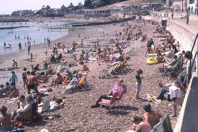 Crowds flocked to the beaches at Lyme Regis, summer 1976.