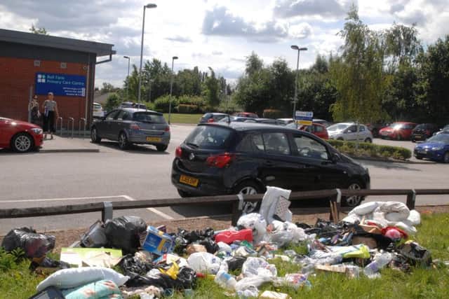 Rubbish has been left all across land at Bull Farm Surgery