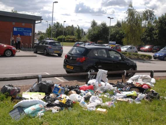 Rubbish has been left all across land at Bull Farm Surgery