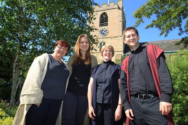 St Mary Magdalene Church in Hucknall are holding auditions for this years nativity play. Pictured are Sarah Wheatley, Tess Wheatley, Rector Rev Kathryn Herrod, and Rev James Pacey.