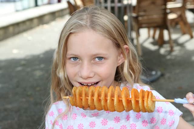 Carmen Milner tucks into a tasty snack.