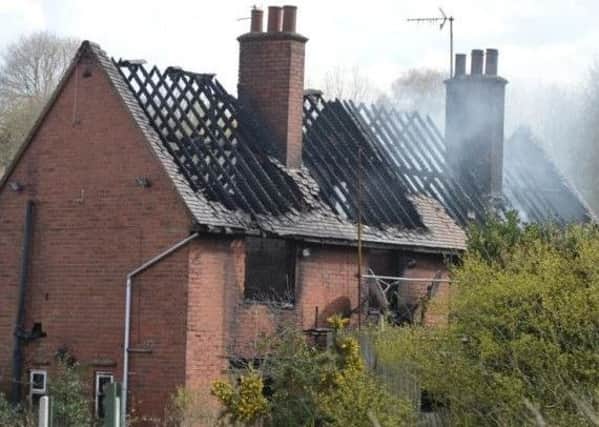 The damaged house following a fire on Austin Close in Mansfield