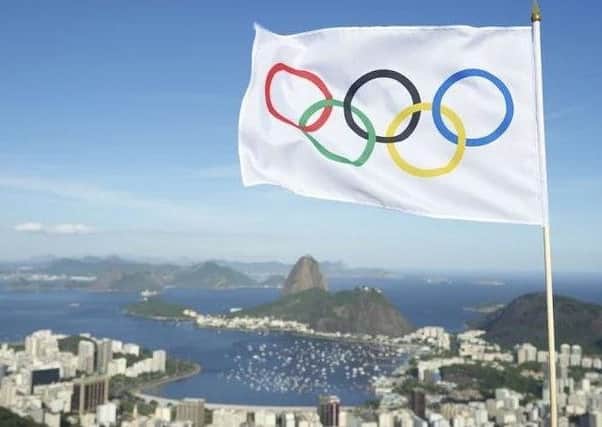 Olympic flag over Rio