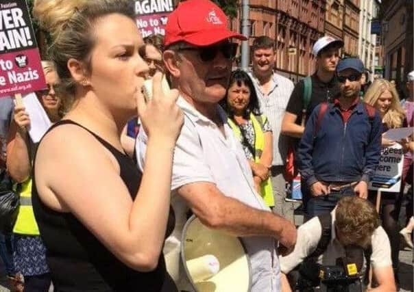 Hucknall councillor Lauren Mitchell speaks out against the EDL march in Nottingham