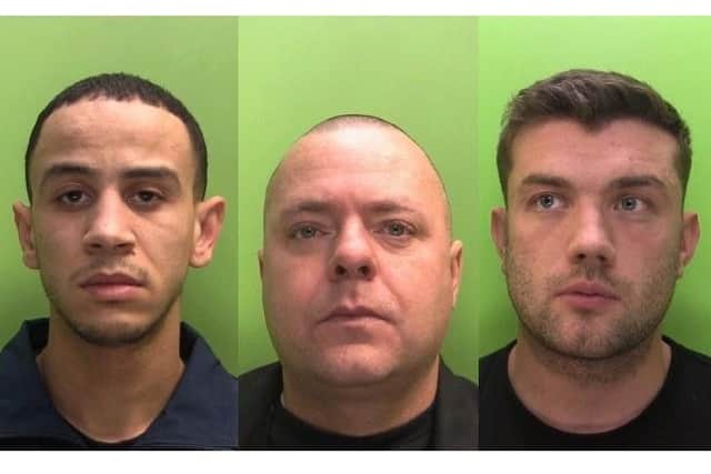 Jailed: Adrian Davey, Andrew Breslin and Ashley Prater.