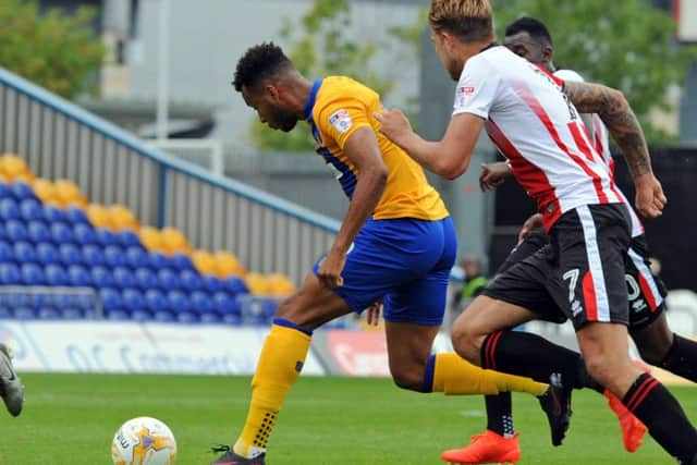 Mansfield Town v CheltenhamMatt Green tees up a first half shot on goal.