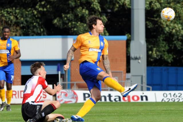 Mansfield Town v CheltenhamDarius Henderson who came on as a sub in the second half.