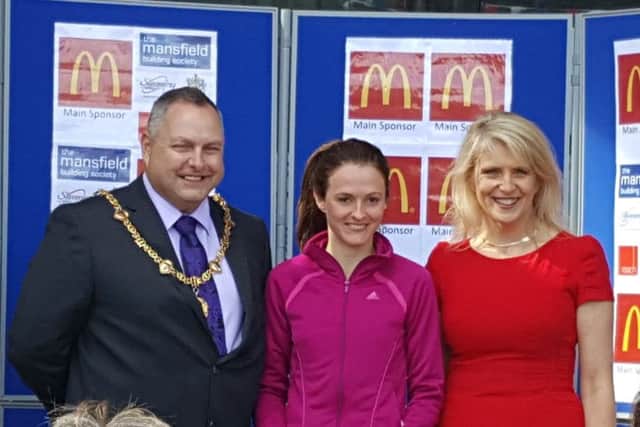 Mansfield 10k women's winner Jane Potter at the presentations