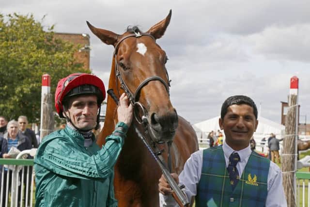 KING OF THE KNAVESMIRE -- Paul Mulrennan, who rode Meccas Angel to victory for the second year running in the Coolmore Nunthorpe at Yorks Ebor Festival. (PHOTO BY: racingfotos.com)
