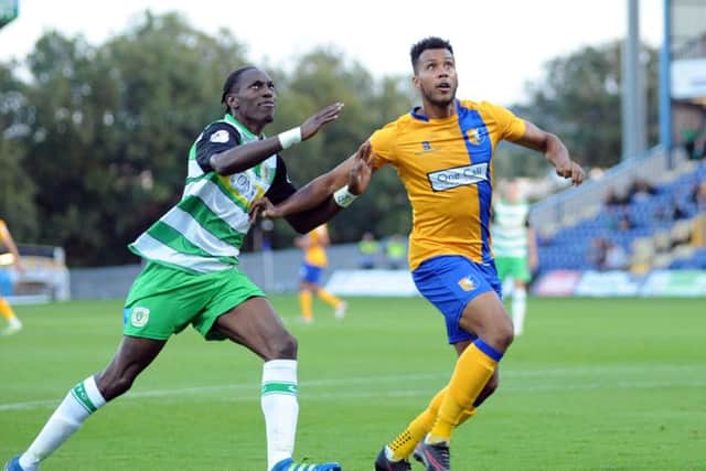 Mansfield Town v Yeovil Town.    Matt Green and Yeovil's Nathan Smith
