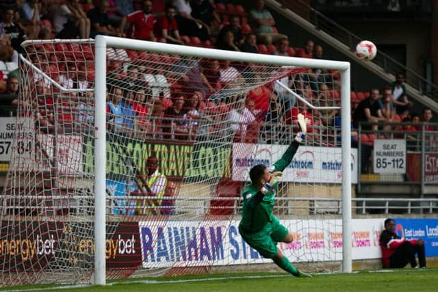 Mansfield Town's penalty goes just over   - Pic by Chris Holloway