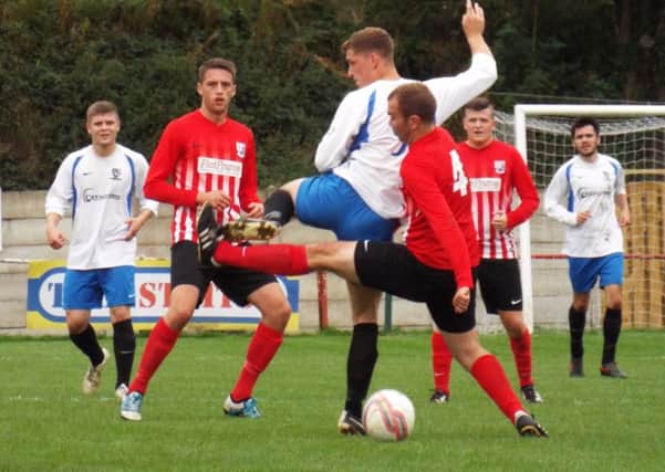 Action from Teversal v Blidworth. Photo: Keith Parnill