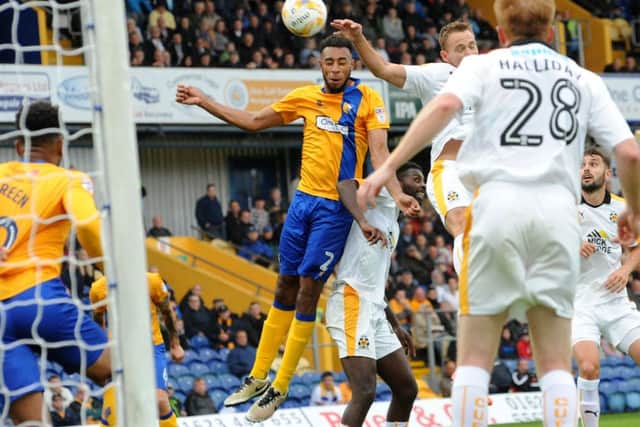 Mansfield Town v Cambridge
Rhys Bennett in second half goalmouth action