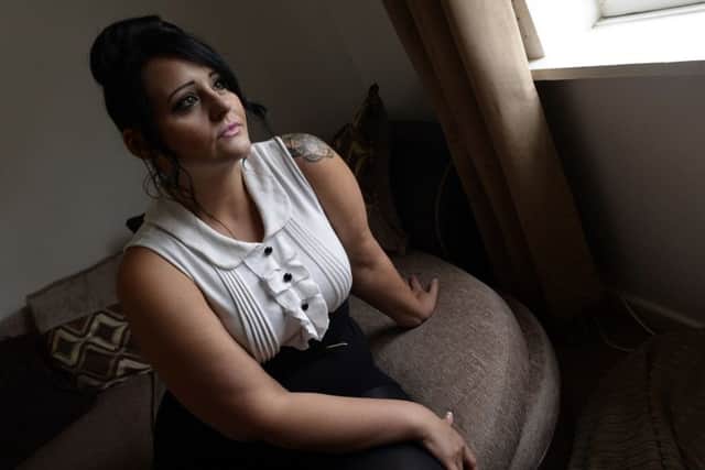 Becki Cuttell at her home in Clipstone. Despite losing a lot of weight in the past year she has been denied surgery to correct a weight disorder ffecting her legs.