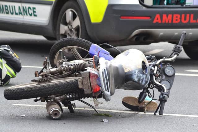 Photo taken by a witness shows the motorbike involved in the two-vehicle crash.