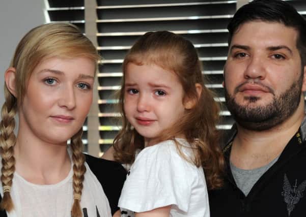 Stelios Savva and his partner, Cara Morris and their daughter, Sienna, at their Warsop home.