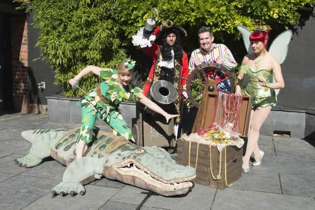 Peter Pan stars, from left, Jessica Punch as Peter Pan, Marc Baylis as Captain Hook, Adam Moss as Smee and Holly Atterton as Tinker Bell
.
Picture: Sarah Washbourn