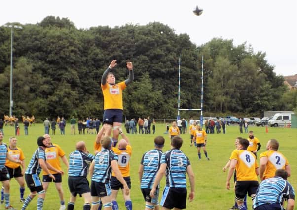 LIFT-OFF -- Regan Hubbard in action for Mansfield during their thrilling draw against Bakewell Mannerians.