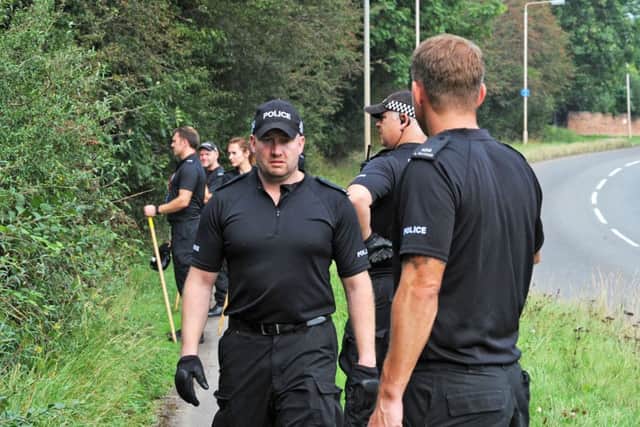 Police search woodland and undergrowth off Carter Lane, Warsop Vale, for a missing 28 year old local man.