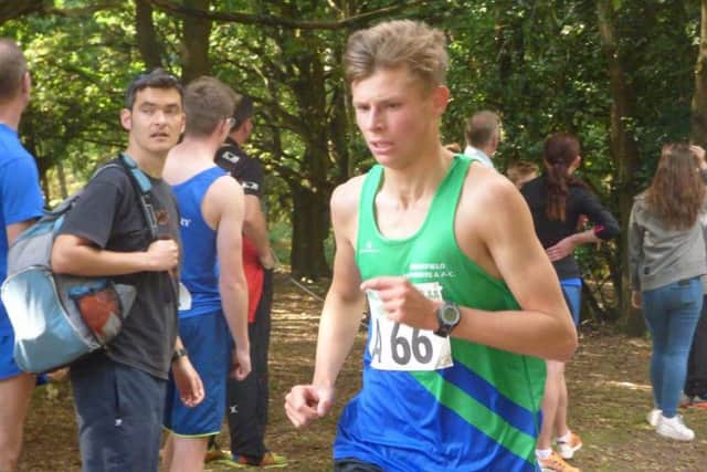 LIFE OF RIELEY -- Mansfield Harrier Alex Rieley, who ran the fastest relay time of the day for the club.