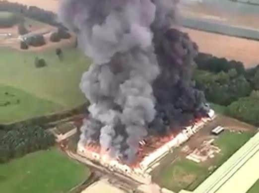 Nobile Foods' plant in Walesby has been burning into a third day after plastic waste caught fire - but Environment Agency officials have revealed that the company doesn't have a licence to store waste there. (Image James Day).