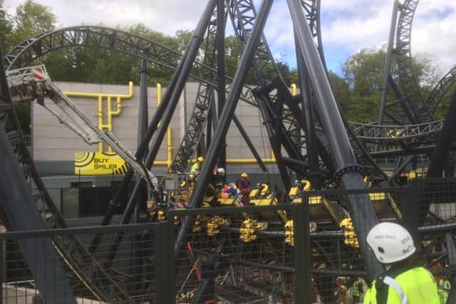 The aftermath of the Smiler accident at Alton Towers