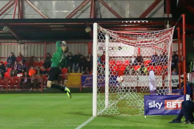 Mansfield Town open the scoring - Pic by Chris Holloway