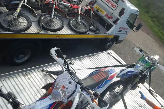 Bikes confiscated at The Desert, near Mansfield.