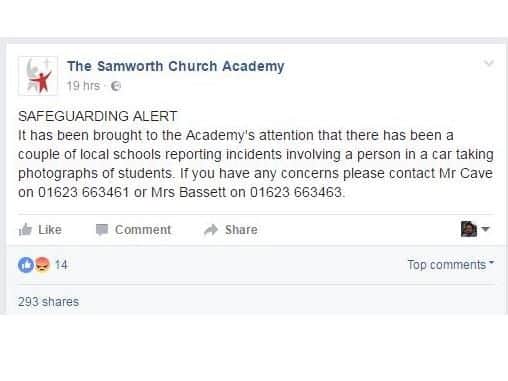 Samworth Church Academy put out an alert on Facebook.