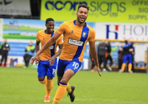 Mansfield Town v Notts County, Saturday October 8th 2016. Mansfield Town player Matt Green celebrates after scoring. Picture: Chris Etchells