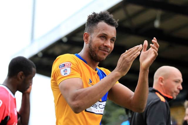 Mansfield Town v Notts County, Saturday October 8th 2016. Mansfield Town player Matt Green celebrates after the game. Picture: Chris Etchells