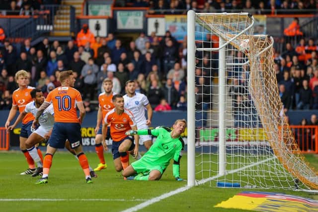 Mansfield Town's Matt Green opens the scoring - Pic by Chris Holloway