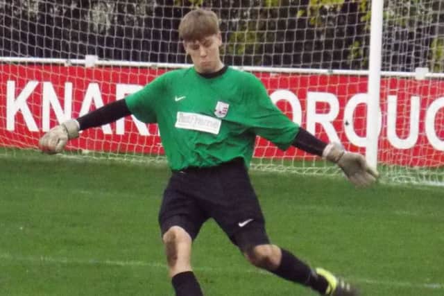 MAN-OF-THE-MATCH -- Teversal goalkeeper Josh Turton, who saved a penalty. (PHOTO BY: Keith Parnill)