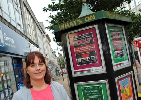 STANDING UP FOR SITTING-DOWN SCHEME -- Mansfield BID manager Sarah Nelson in the town centre.