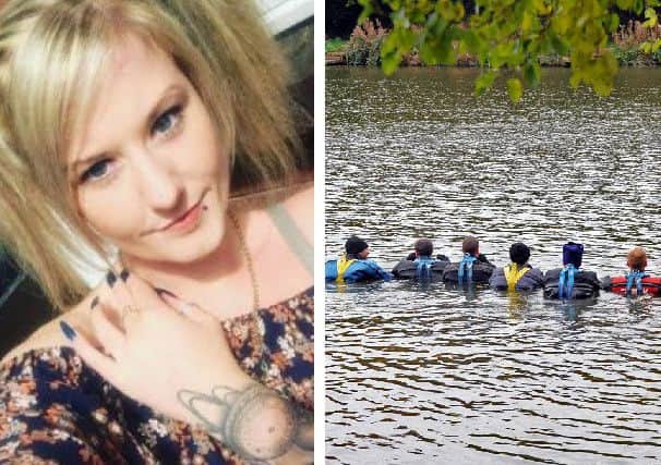 Underwater Police search team at Sutton Lawn lake in the search for 22 year old Melanie Wilson.