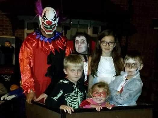 The family became local celebrities with their display last year. Pictured are Rob Haynes, Kirsty Marriott and children Brayden, 11, Bradley, 8, Olly, 6, Lexi, 4.